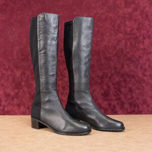 Stuart Weitzman Wmn Keelan Black Leather Stretch Dress Office Knee boots sz 9
